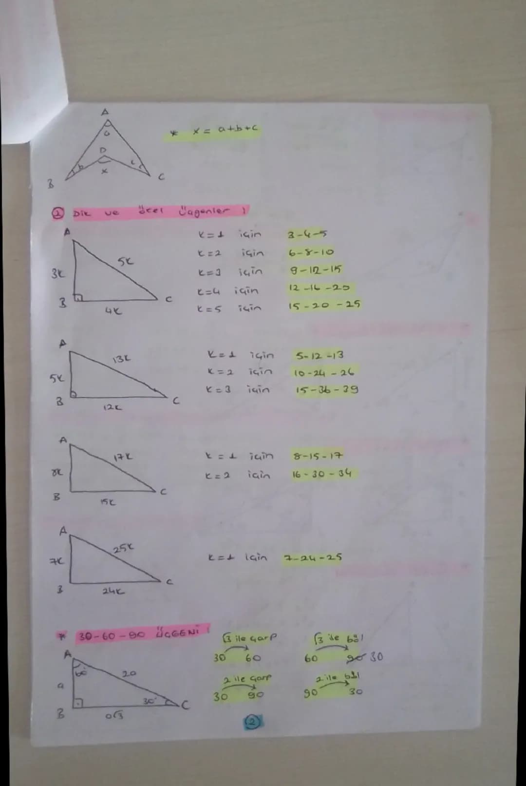 GEOMETRI
* Doğruda Ve Jagende Açılar
Tümler AGI
J. AGI: X 2. AGI: 90-X
Bütenler AGI 17
J. AGI:X 2. AGI: 180-
A
B
$