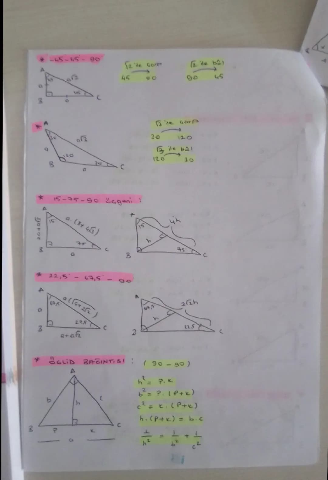 GEOMETRI
* Doğruda Ve Jagende Açılar
Tümler AGI
J. AGI: X 2. AGI: 90-X
Bütenler AGI 17
J. AGI:X 2. AGI: 180-
A
B
$