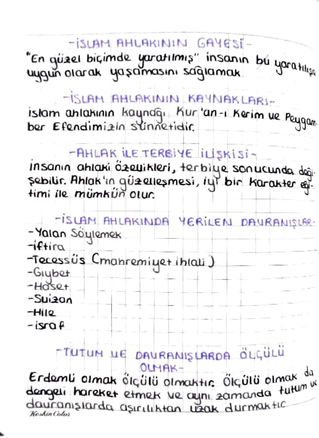# DİN KÜLTÜRÜ
-4.UNITE KAURAMLARI-
Ahlak = Arapça "hulk" kelimesinin çoğuludur. Tabiat,
huy ve karakter anlamlarına gelir.
Terbiye Islah