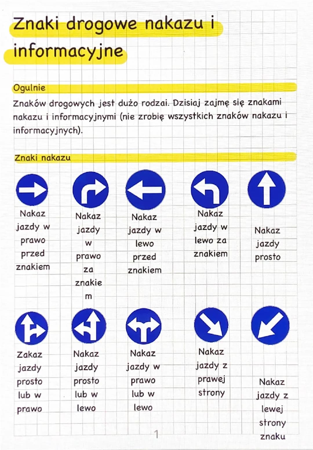 # Znaki drogowe nakazu i
informacyjne
Ogulnie
Znaków drogowych jest dużo rodzai. Dzisiaj zajmę się znakami
nakazu i informacyjnymi (nie zr