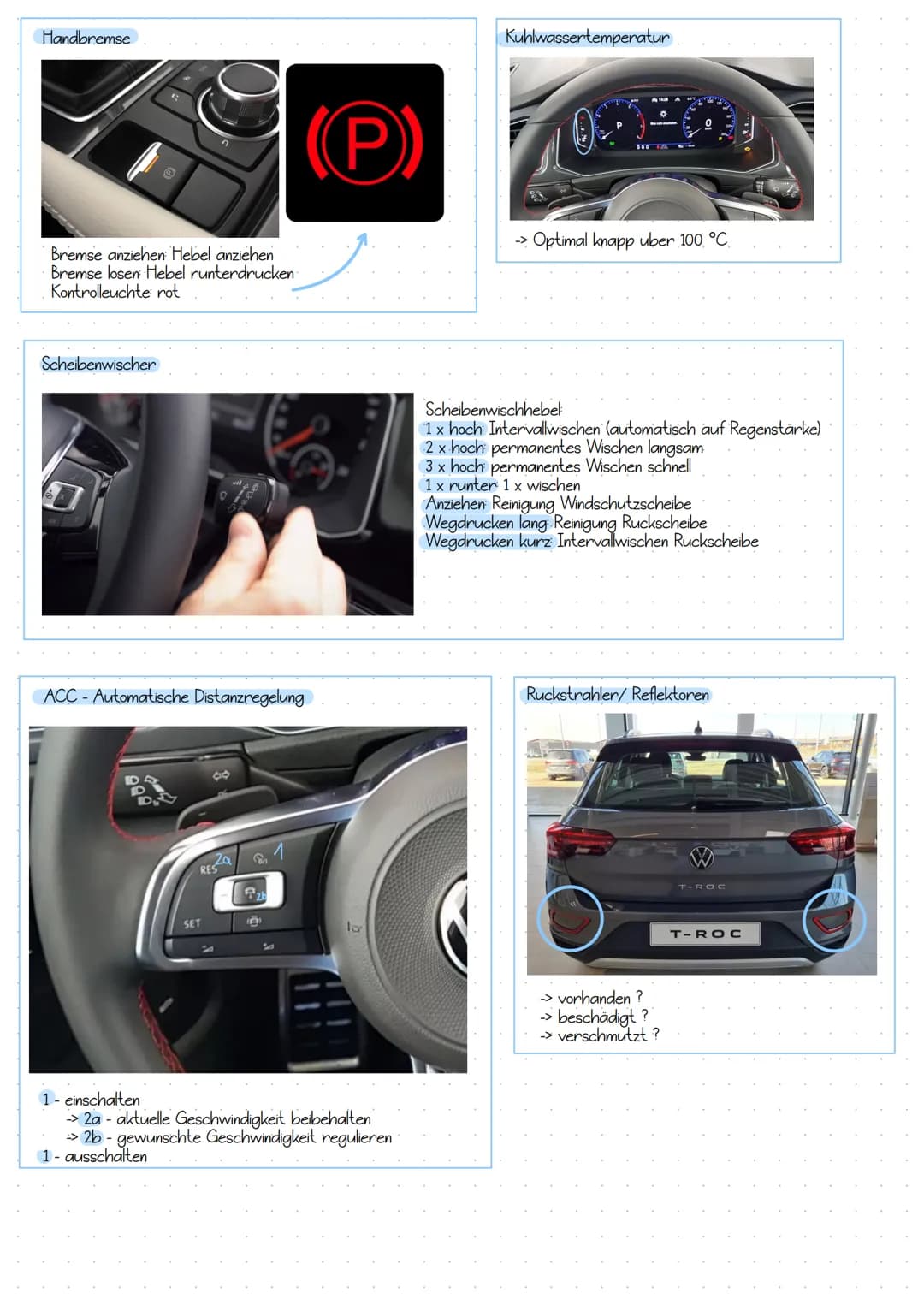 # Technikfragen
Standlicht
Abblendlicht
Warnblinkanlage
Wann?
S Stau
U Unfall
P Panne
A Abschleppen
Fernlicht
-> blaue Kontrolleuchte
->