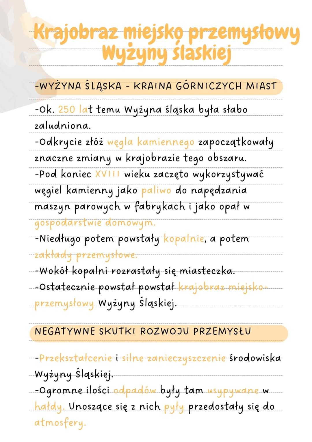<h2>Krajobraz miejsko-przemysłowy Wyżyny Śląskiej</h2>
<p>Wyżyna Śląska - kraina górniczych miast</p>
<p>Około 250 lat temu Wyżyna Śląska by