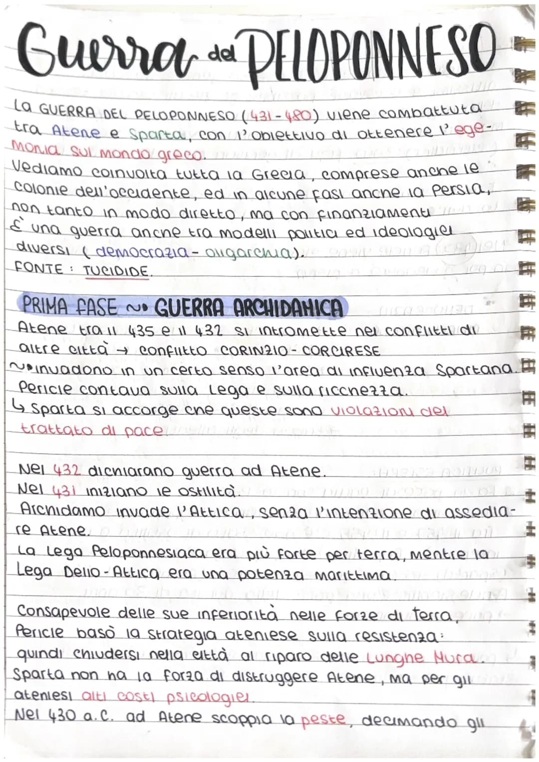 # Guerra da PELOPONNESO
LA GUERRA DEL PELOPONNESO (431-480) viene combattuta
tra Atene e Sparta, con l'obiettivo di ottenere l' ege-
Monia