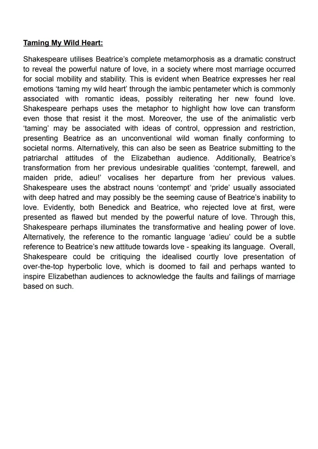 Merry War:
In this extract, Shakespeare presents the relationship between Beatrice and
Benedick as an unusual one from an Elizabethan persp