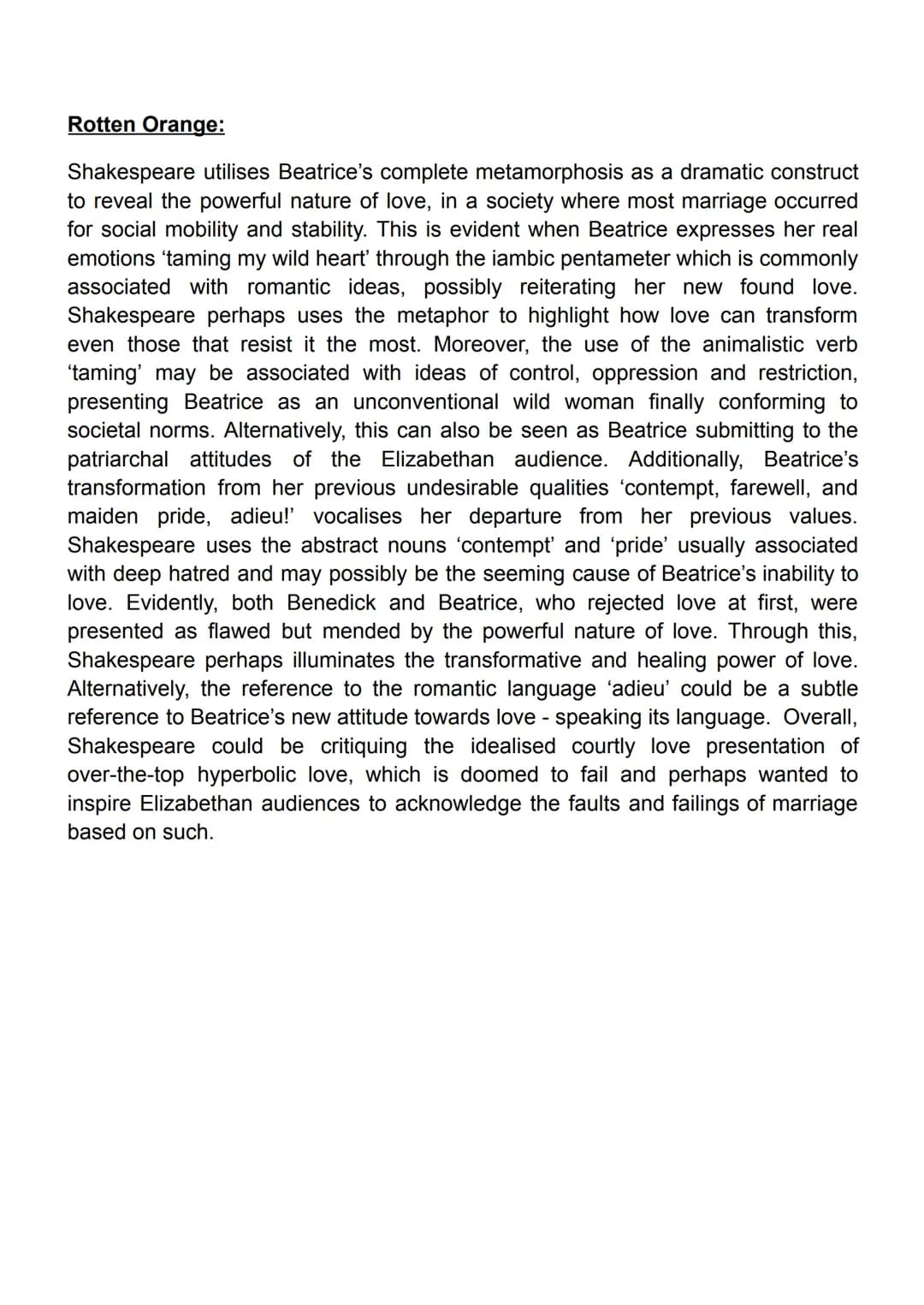 Merry War:
In this extract, Shakespeare presents the relationship between Beatrice and
Benedick as an unusual one from an Elizabethan persp