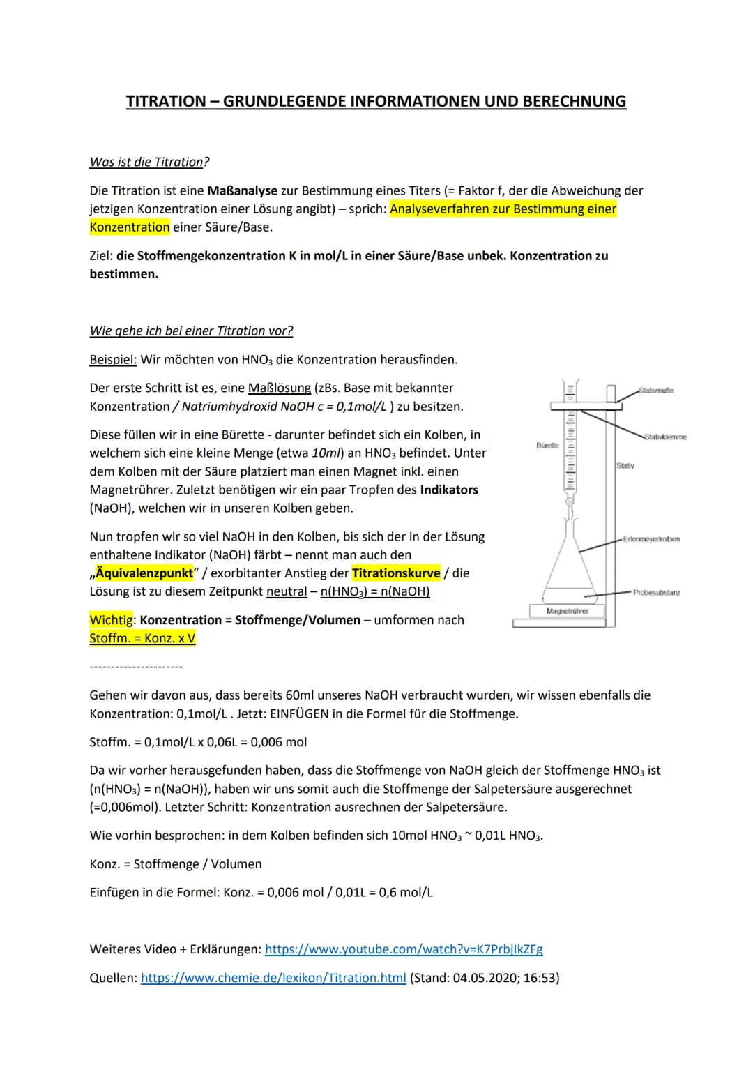 # TITRATION - GRUNDLEGENDE INFORMATIONEN UND BERECHNUNG
Was ist die Titration?
Die Titration ist eine Maßanalyse zur Bestimmung eines Tite