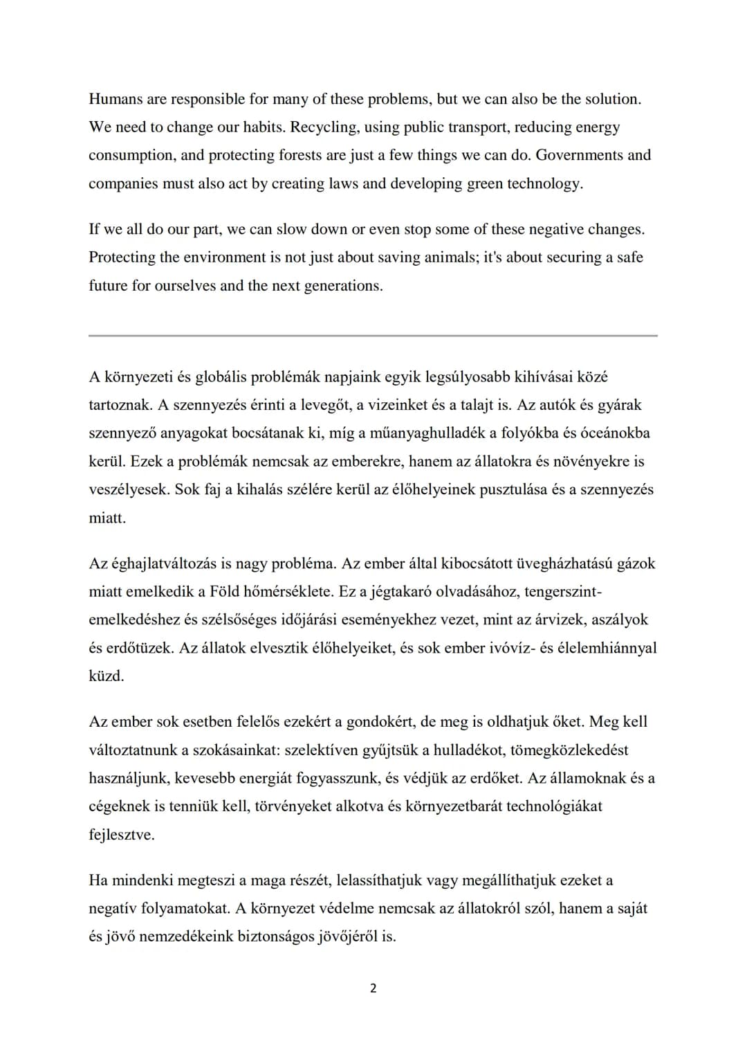 1. KÖRNYEZETI, GLOBÁLIS PROBLÉMÁK ENVIRONMENTAL AND
GLOBAL PROBLEMS
Talking points (EN):
- Types of pollution (air, water, land)
- Causes an