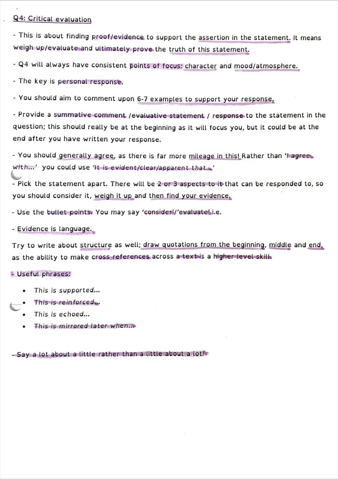 Paper 1 what AQA are looking for
Types of texts: literature prose fiction (novels and short stories) from 20th or 21st
century
You need to