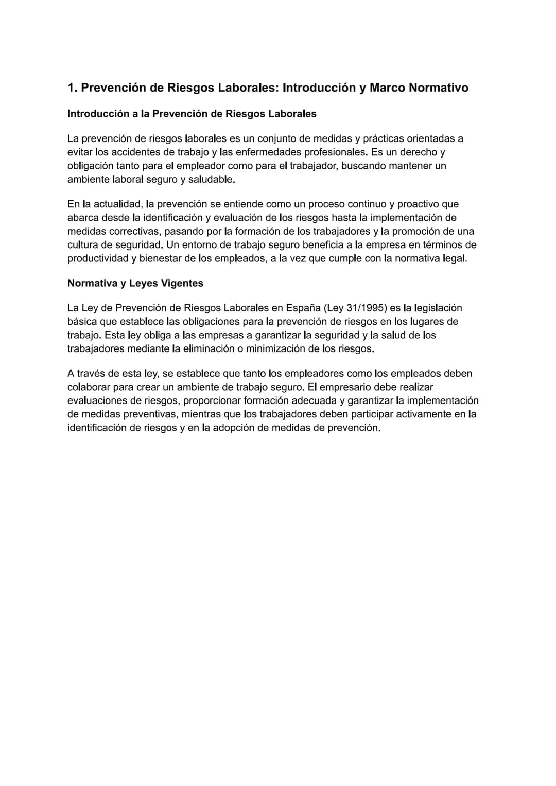 # 1. Prevención de Riesgos Laborales: Introducción y Marco Normativo
Introducción a la Prevención de Riesgos Laborales
La prevención de ri