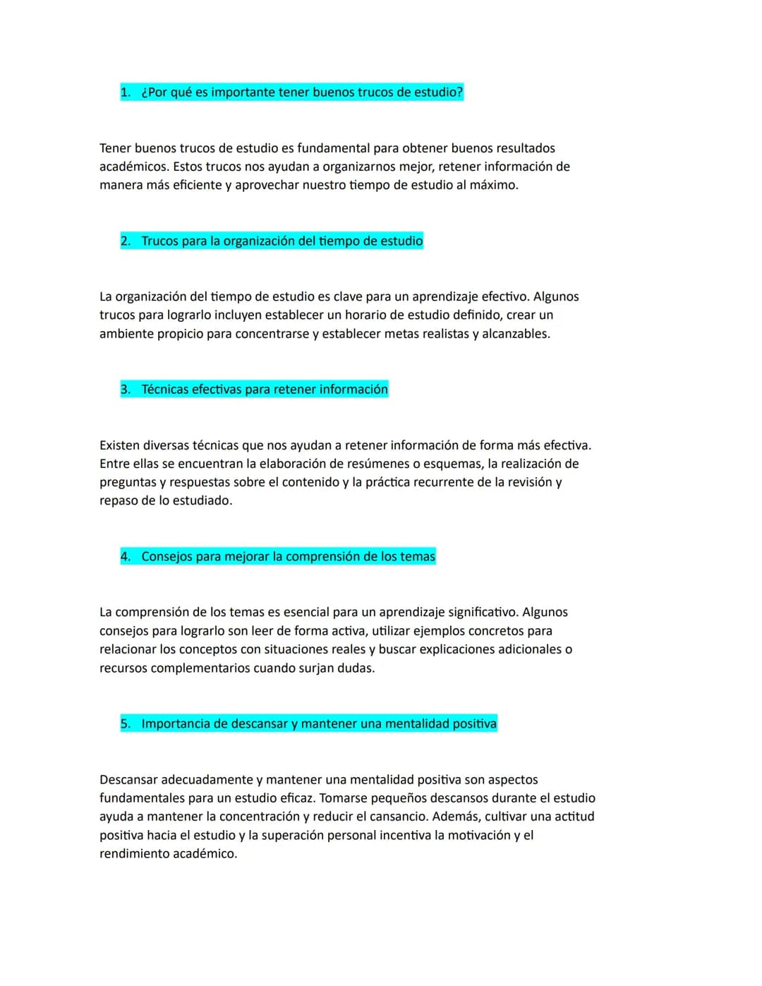 1. ¿Por qué es importante tener buenos trucos de estudio?
Tener buenos trucos de estudio es fundamental para obtener buenos resultados
acad