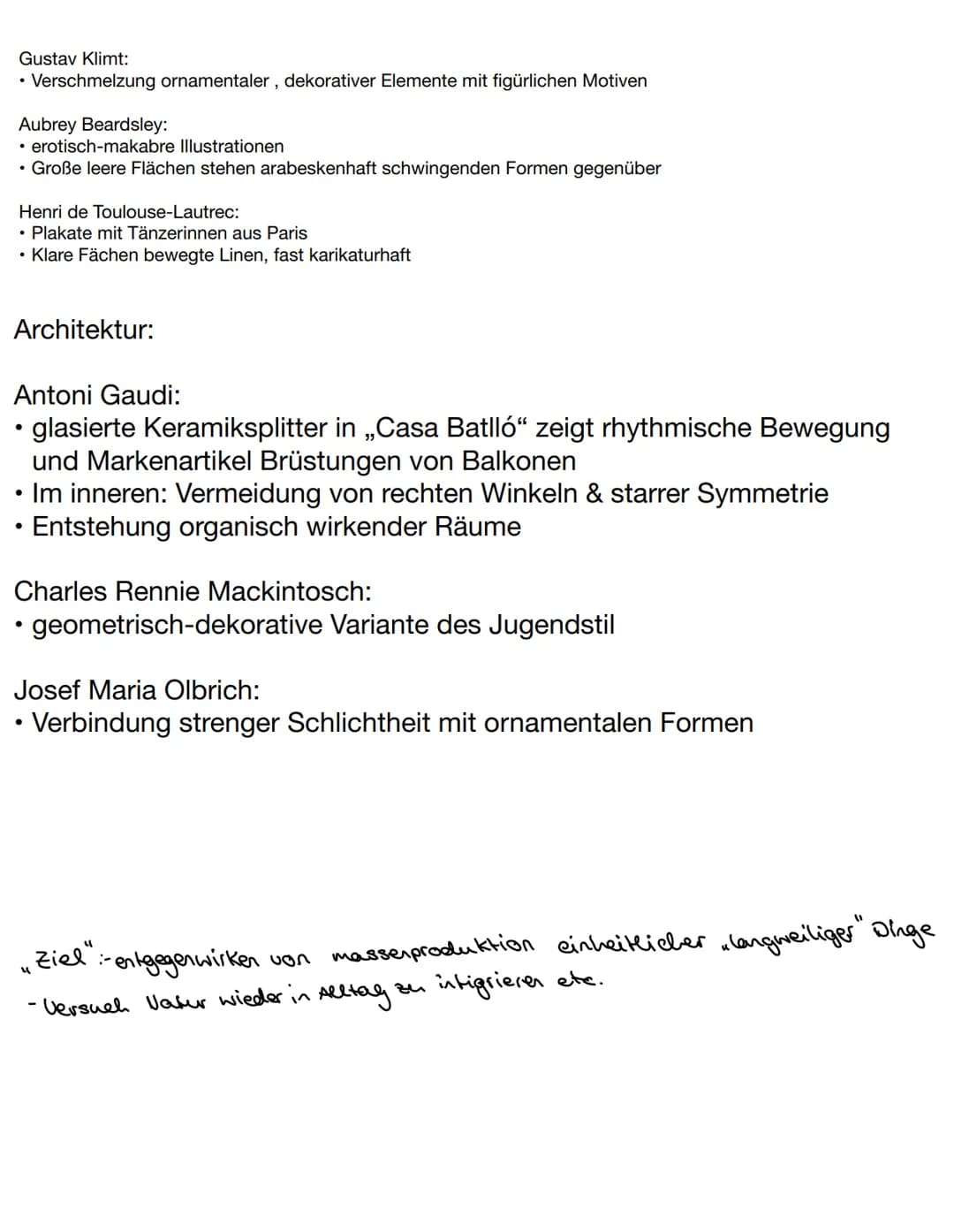 Jugendstil: (ca 1890-1910)
Name 1896 durch illustrierte Zeitschrift „Jugend" entstanden, Begriff Jugendstil nur
in DE verwendet
Entstehung