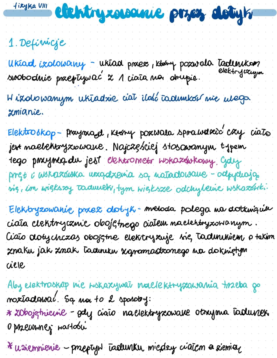 fizyka VIII
elektryzowanie ciat
♡
deiat 1
1. Definicje:
elektryzowanie ciał to przekazywanie Tadunku (za wyjątkiem elektryzowania
Clektryz