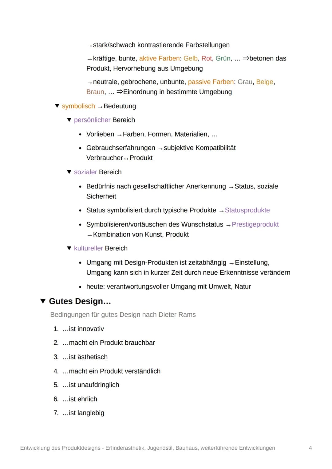 Entwicklung des
Produktdesigns -
Erfinderästhetik, Jugendstil,
Bauhaus, weiterführende
Entwicklungen
Q11/2
Das Design
▾ Definition des Des