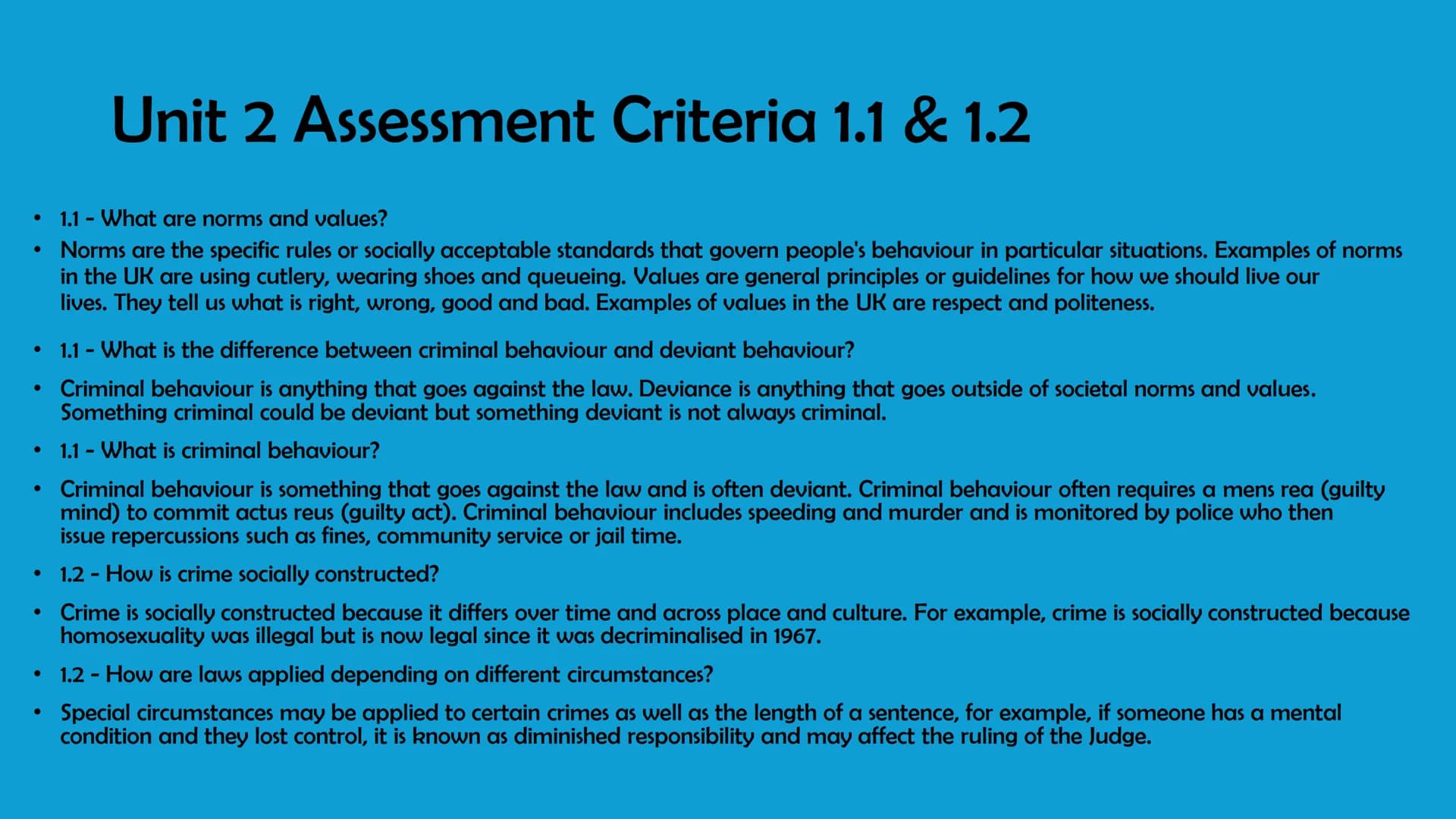 # Unit 2
WJEC Criminology A-Level
By Bailie Burnett Glossary
* AC 1.1 & 1.2 - Slide 3-5
* AC 2.1 (3.2) - Slide 6-14
* AC 2.2 (3.2)
