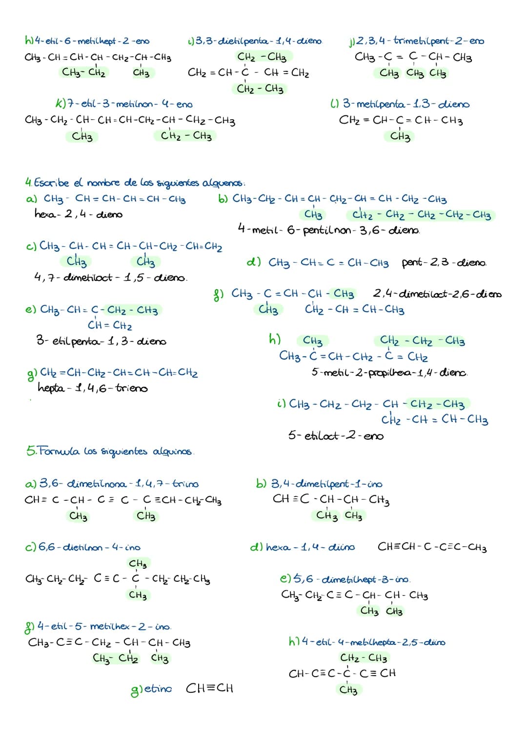 1. Escribe la fórmula de los siguientes alcanos:
a)2,2-dimetil heptano.
```
CH2-CH3
CH3-CH2-CH2-CH2-CH2-CH3
CH2-CH3
```
b) nonano
```
CH3-CH