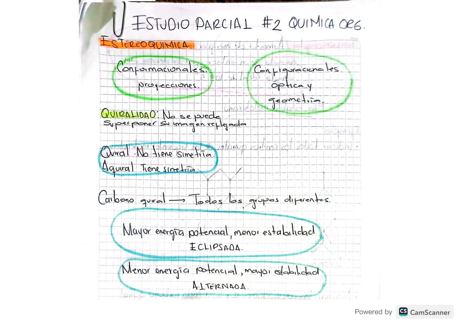 ESTUDIO PARCIAL #2 QUIMICA ORG.
ESTEREOQUIMICA, Som tos trabriels
Conformacionales. Configuracionales.
proyecciones.
Optica y
Changeometri