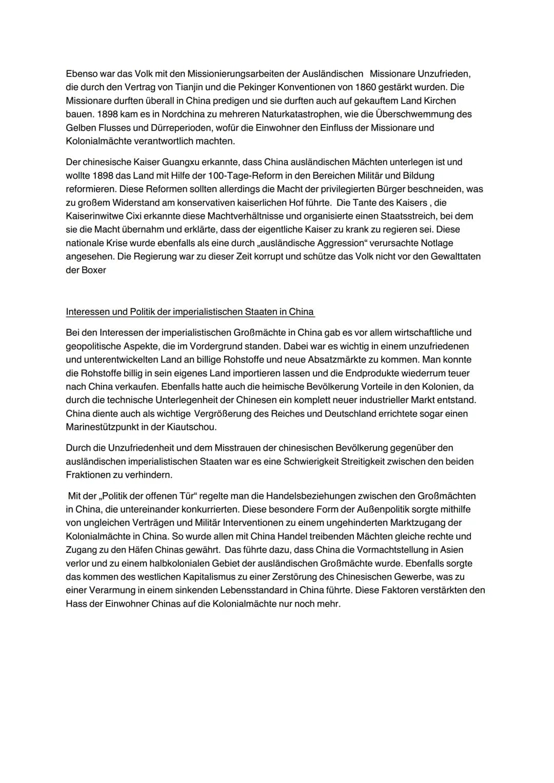 # Geschichte Q1 schriftliche Ausarbeitung
## Der Boxeraufstand
Politische und gesellschaftliche Lage in China zu Ende des 19Jhr.
Durch me