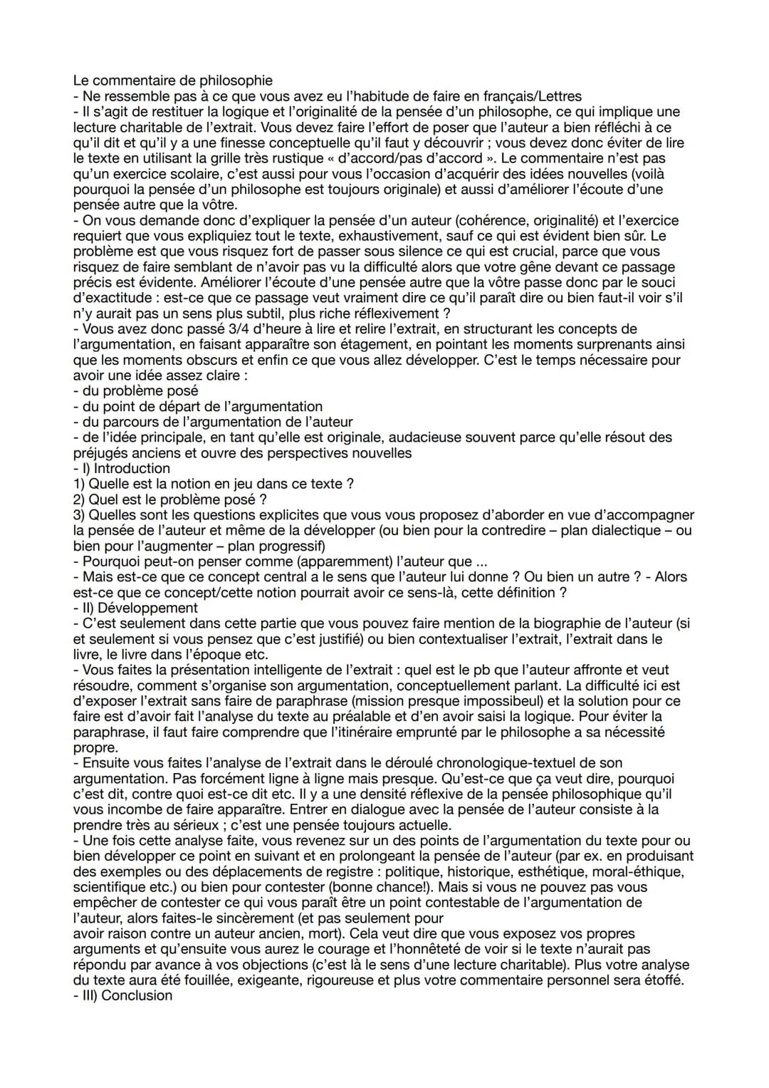 Le commentaire de philosophie
- Ne ressemble pas à ce que vous avez eu l'habitude de faire en français/Lettres
- Il s'agit de restituer la
