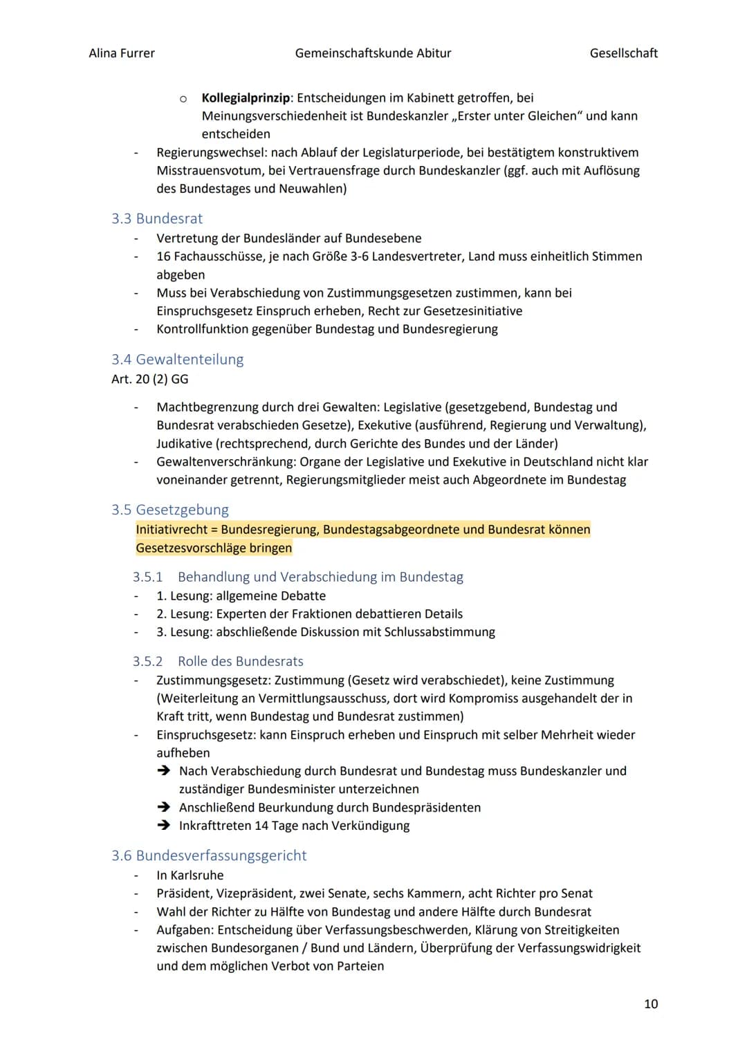 Alina Furrer
Gemeinschaftskunde Abitur
Gesellschaft
# Abitur Zusammenfassung Politische Systeme
# Inhaltsverzeichnis
1. Grundlagen des po