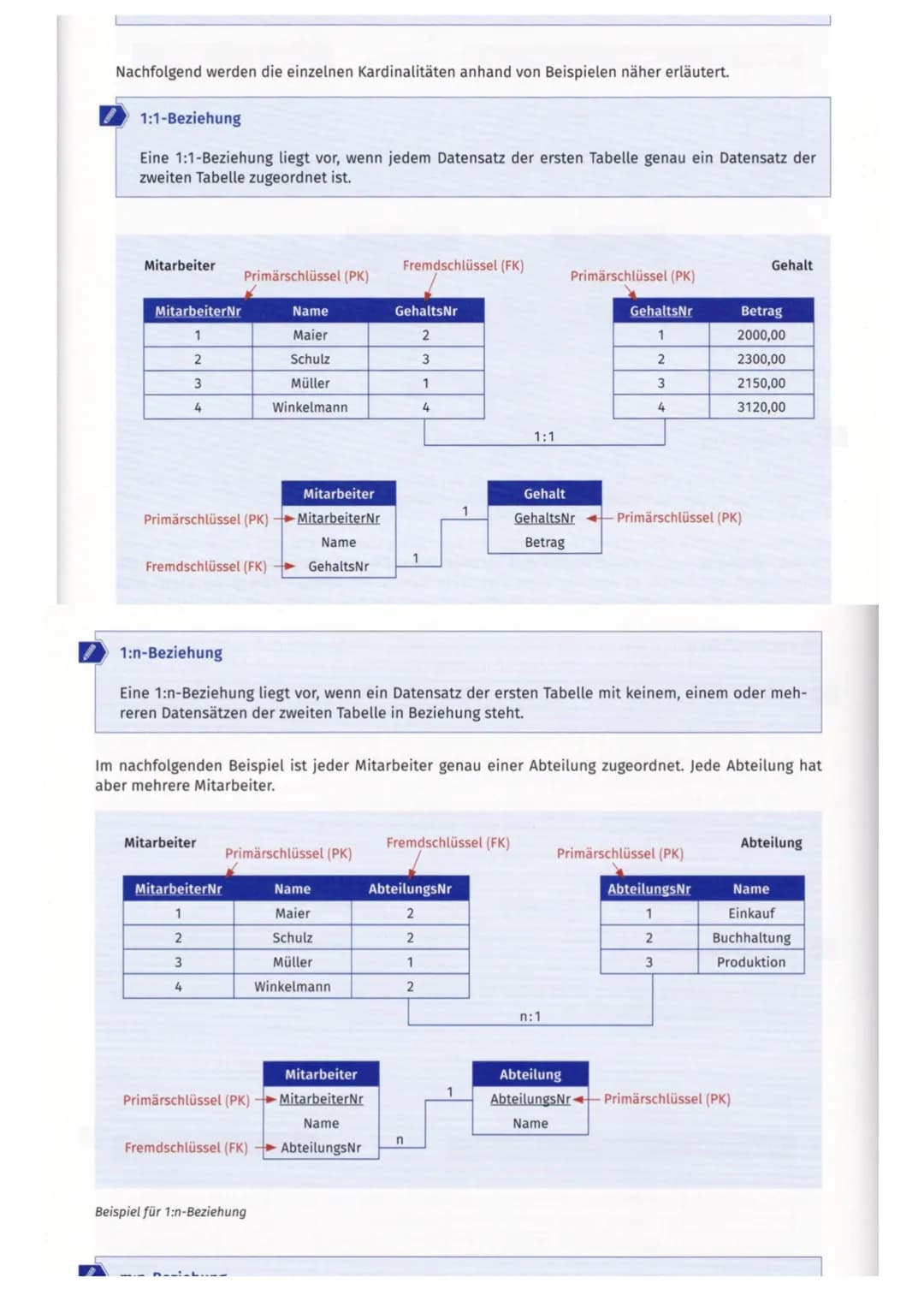 # DATENBANKEN
Allgemein
Primärschlüssel
* einzelnes Feld oder eine Kombination von Feldern deren Werte innerhalb
der Tabelle genau ein