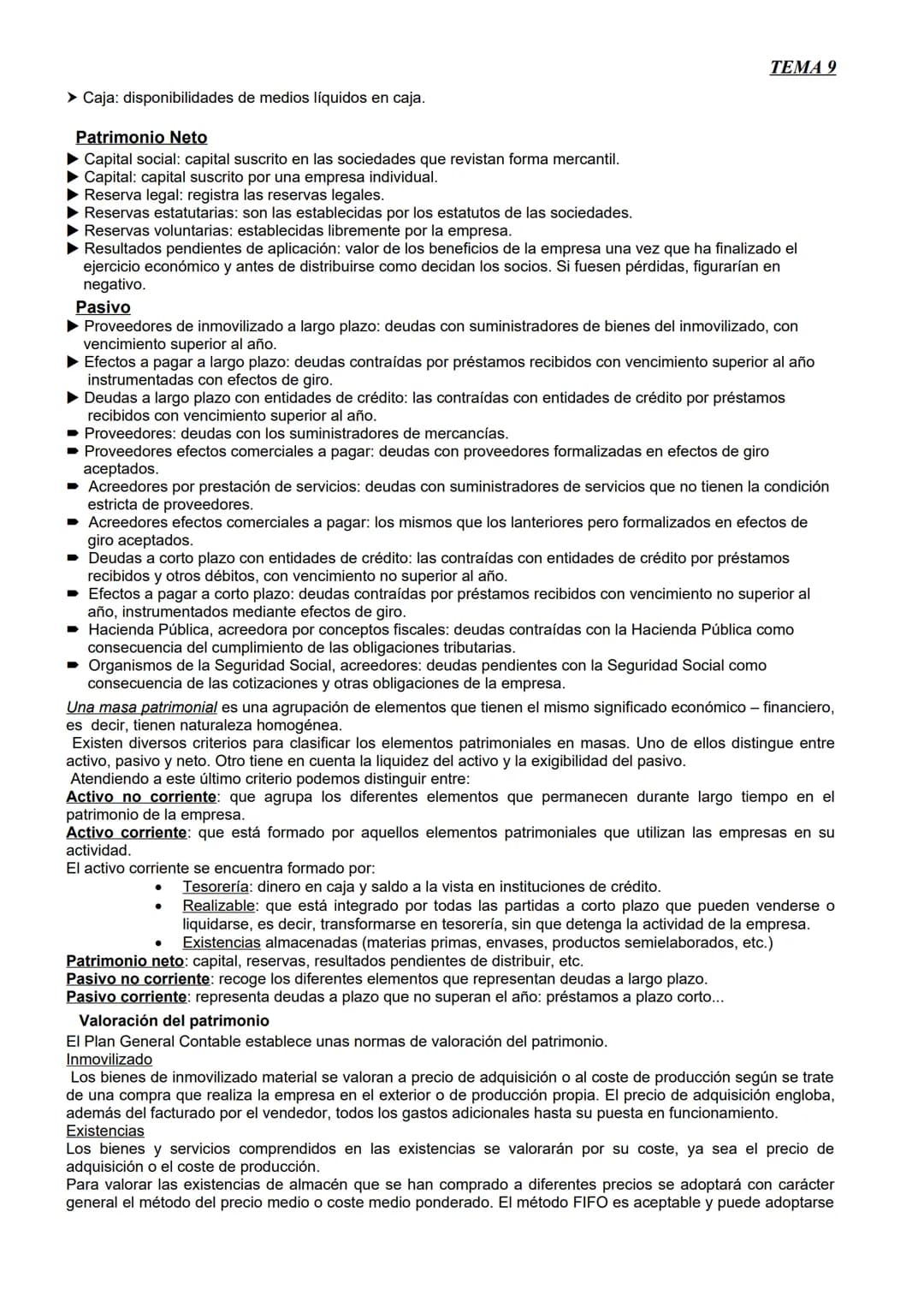 TEMA 9
PATRIMONIO. BALANCE Y CONTABILIDAD. INFORMACIÓN PARA LA
GESTIÓN.
1. Concepto de patrimonio. Composición y valoración.
El patrimoni