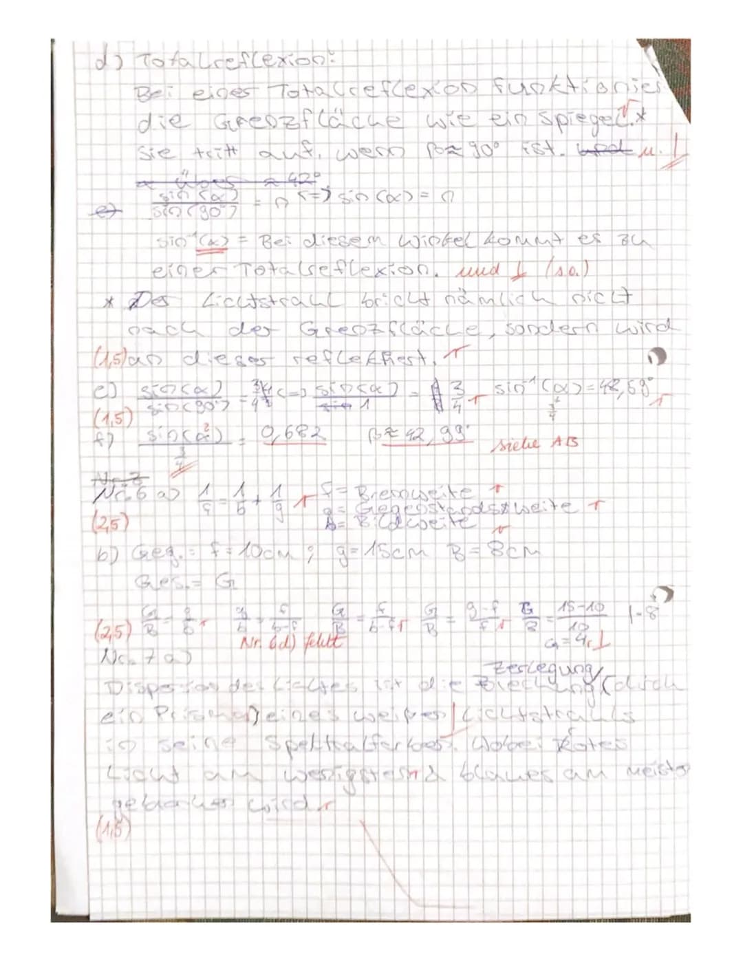 2. Physik-Klassenarbeit in Klasse 9d (G9)
1.6.2017
Name: cuantace
(2,5) Formuliere das Reflexionsgesetz für Lichtstrahlen bei Spiegeln.
(2)