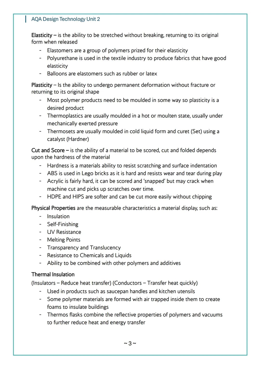 # AQA Design Technology Unit 2
# AQA
Design Technology
# Unit 2
# Content
Notes
~1~ AQA Design Technology Unit 2
Topic 1: Performance Ch
