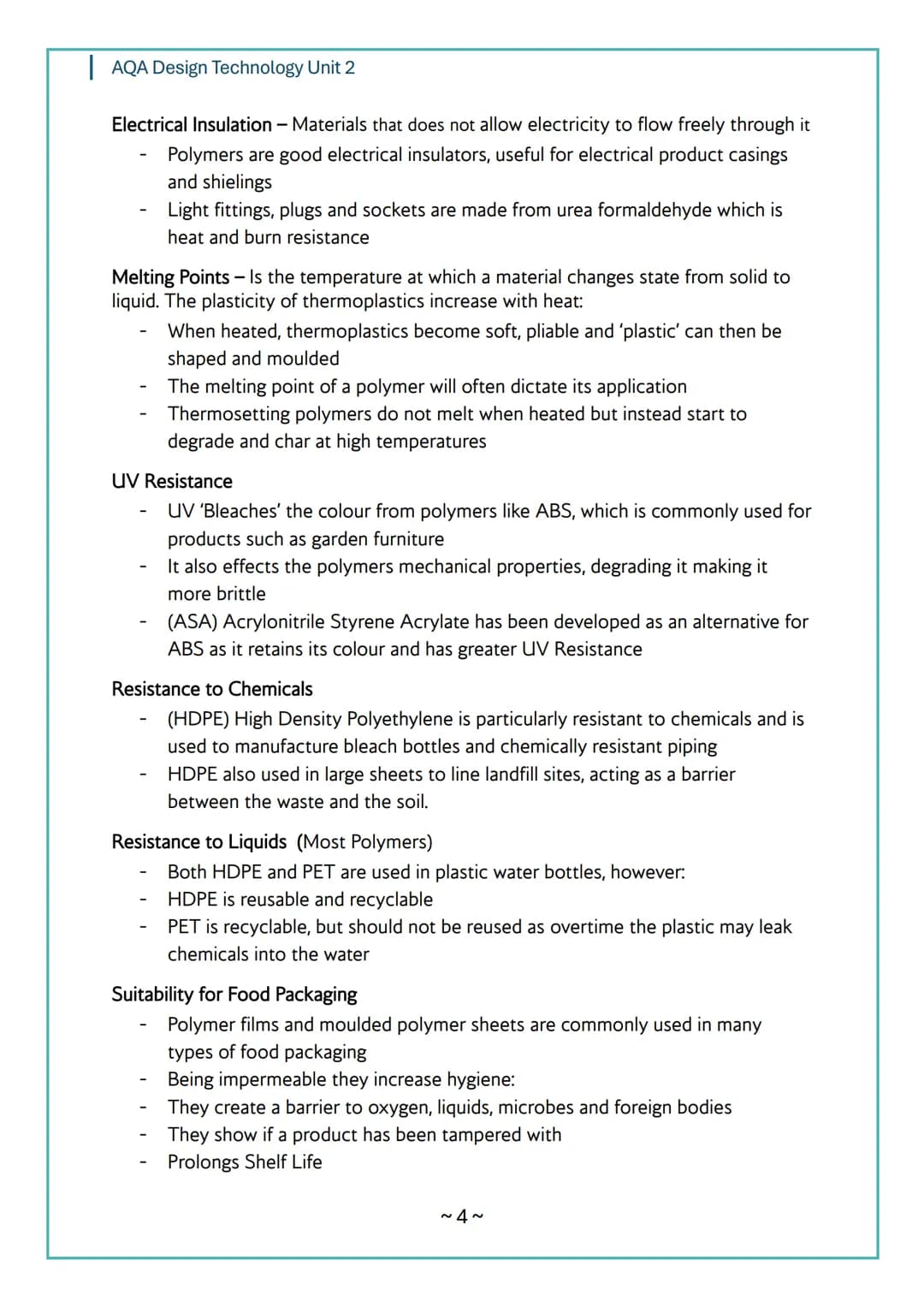# AQA Design Technology Unit 2
# AQA
Design Technology
# Unit 2
# Content
Notes
~1~ AQA Design Technology Unit 2
Topic 1: Performance Ch