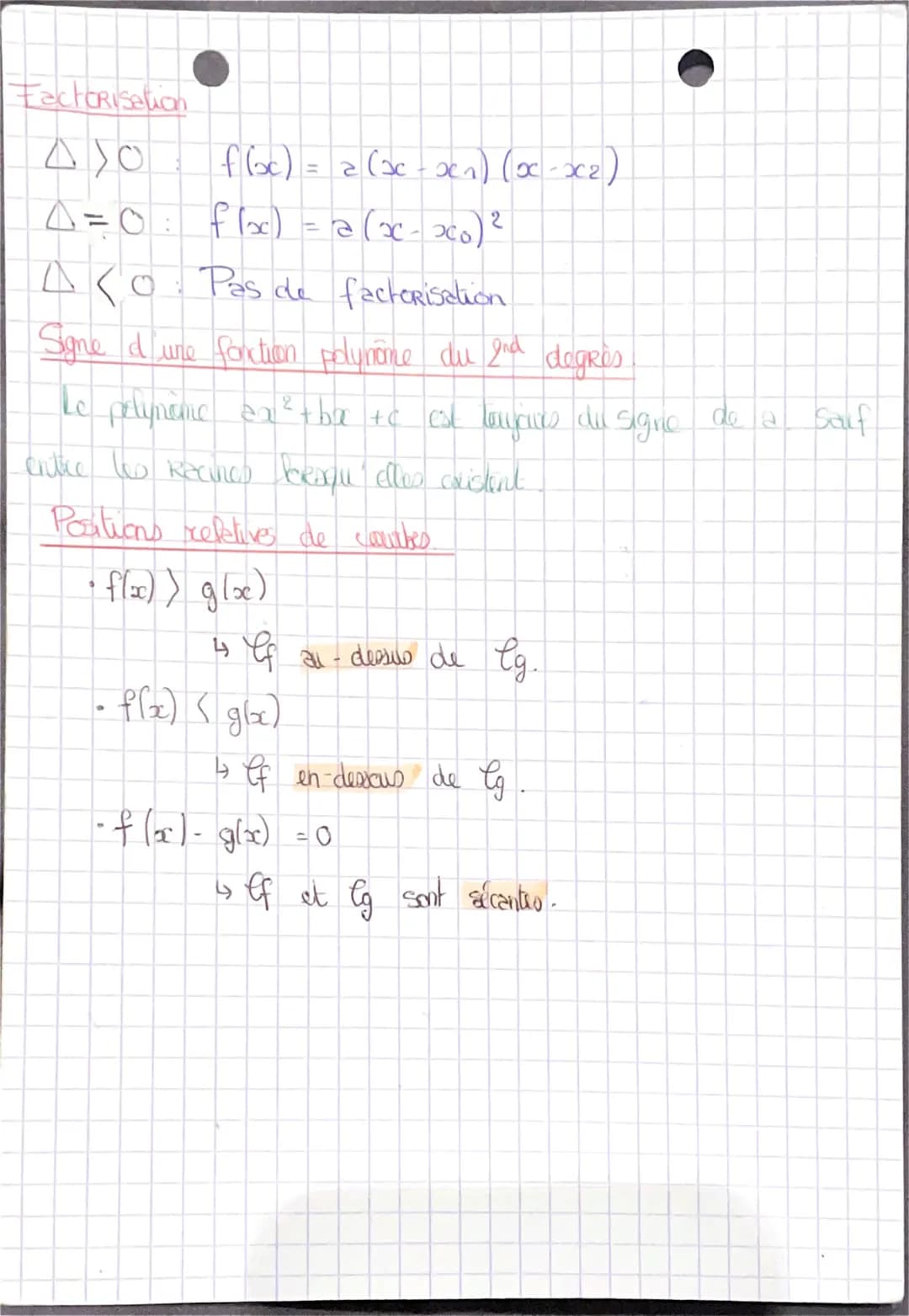 # hop 1. Polynome du 2nd degrès
Mere
2x²+bx+c <=> alx = x)² + B
Fame concinque
Les coordonnées du sommet de la parabole de of sont (a; B)