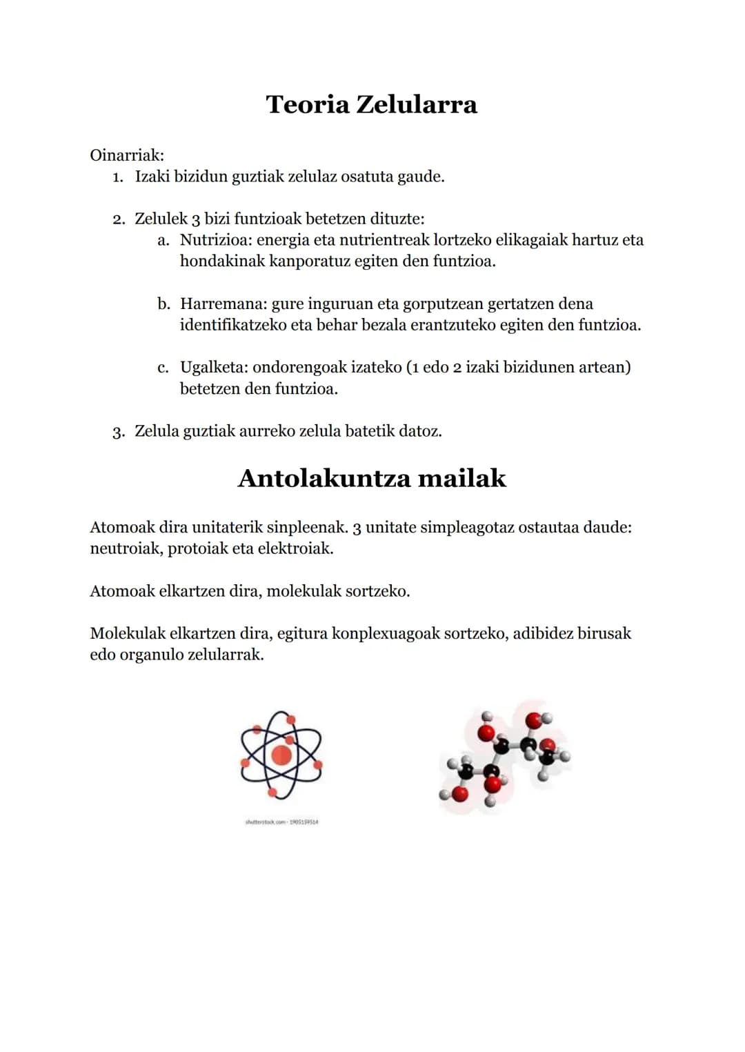 # Teoria Zelularra
Oinarriak:
1. Izaki bizidun guztiak zelulaz osatuta gaude.
2. Zelulek 3 bizi funtzioak betetzen dituzte:
a. Nutr