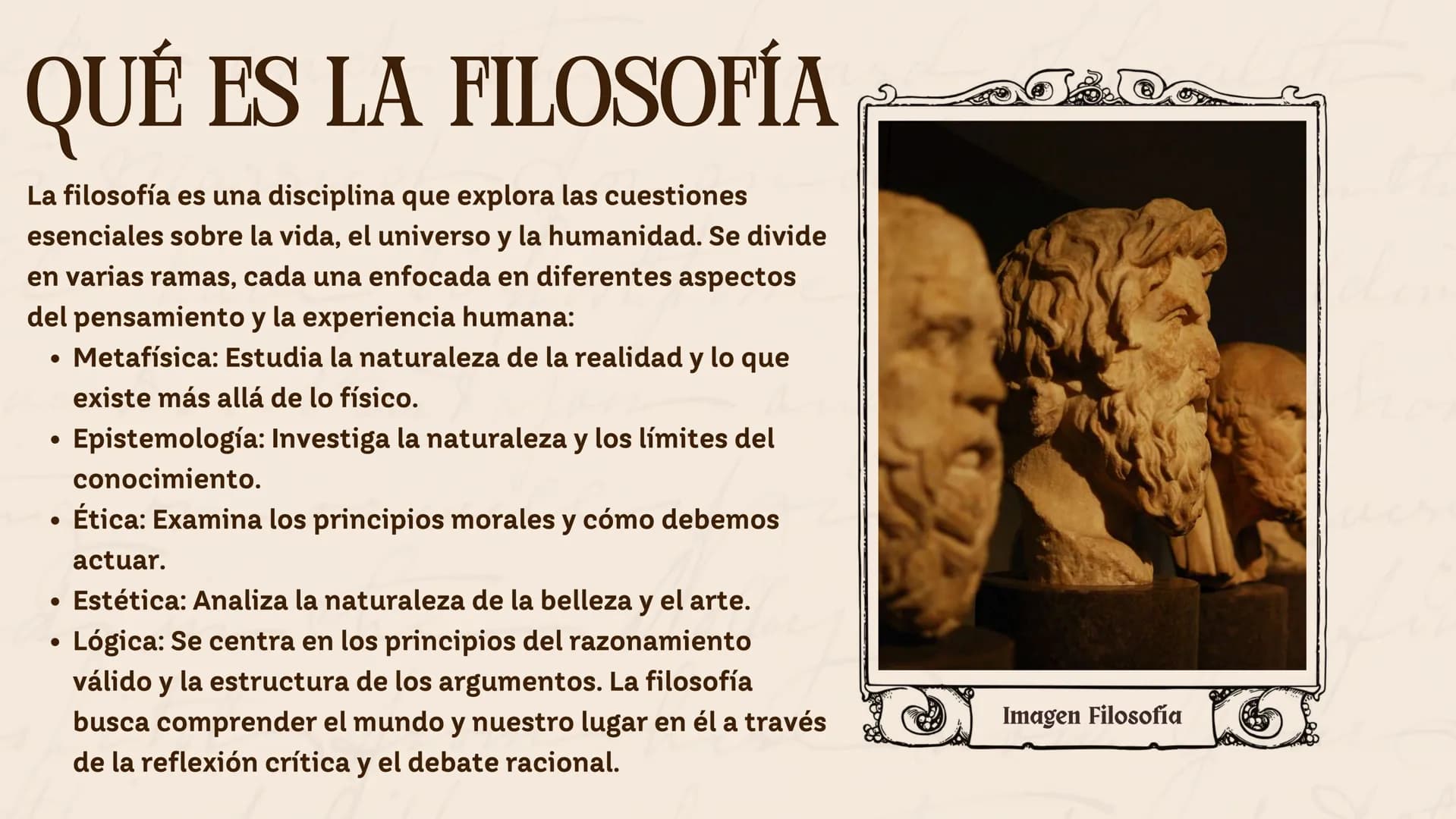 Historia de la
FILOSOFÍA
EN COLOMBIA
Nombre: XXXXX # FILOSOFÍA
La filosofía es el estudio fundamental y sistemático de
cuestiones general