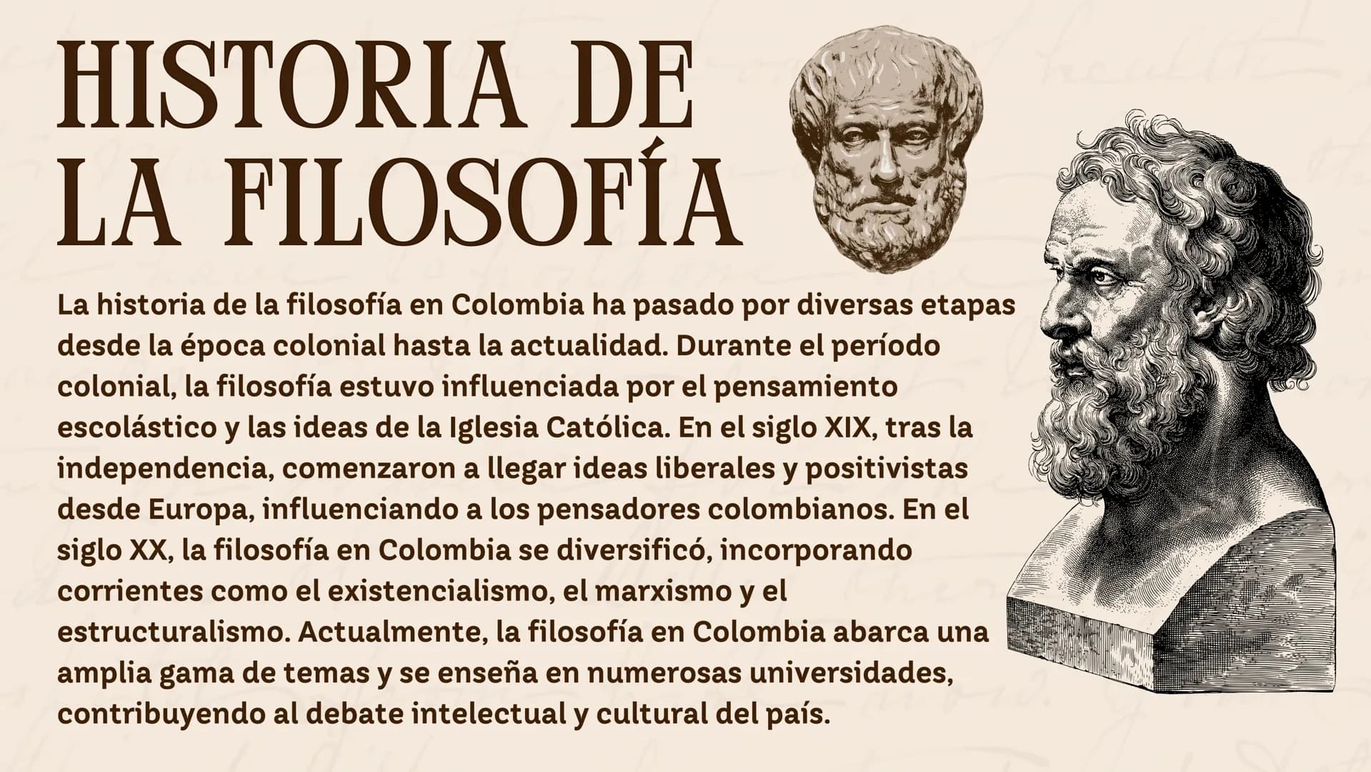 Historia de la
FILOSOFÍA
EN COLOMBIA
Nombre: XXXXX # FILOSOFÍA
La filosofía es el estudio fundamental y sistemático de
cuestiones general