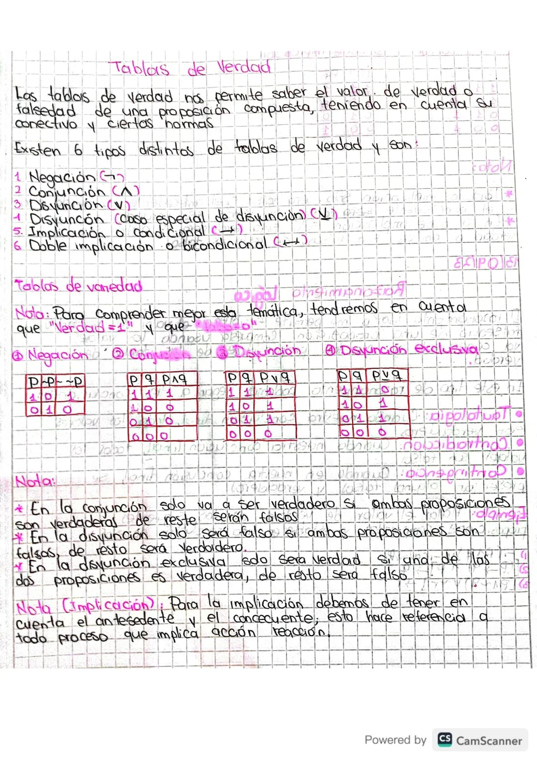 # Tablas de Verdad
Las tablois de verdad nos permite saber el valor de verdad o
falsedad de una proposición compuesta, teniendo en cuenta s