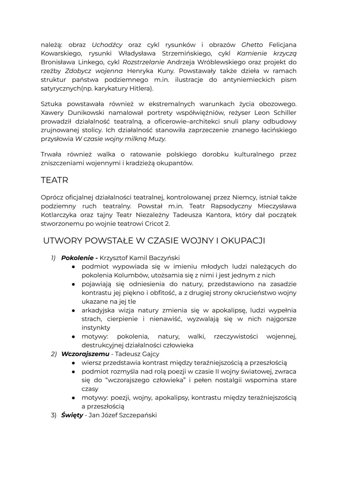 # LITERATURA WOJNY I OKUPACJI
CHRONOLOGIA
Ramy czasowe są ściśle związane z wybuchem i zakończeniem II wojny
światowej.
- początek: 1 wrz