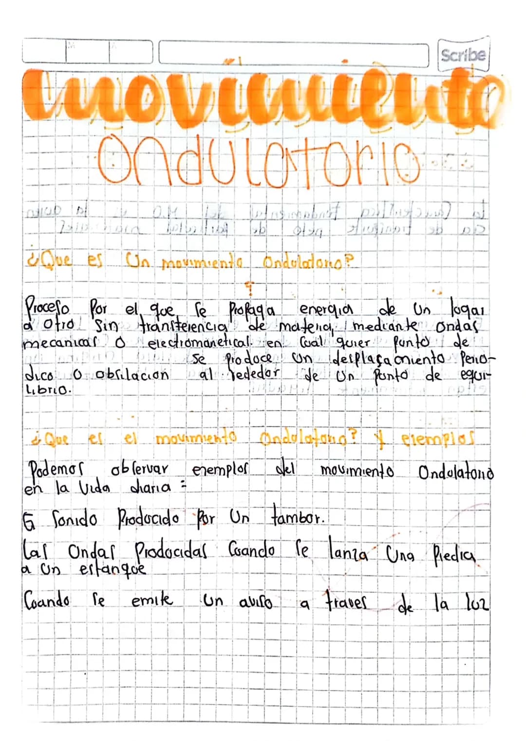 Scribe
# movimiento
# Ondulatorio
OM
1012
¿Que es Un movimienta Ondulatano?
Proceso Por el que se propaga energia de un logar
a Otro Sin t