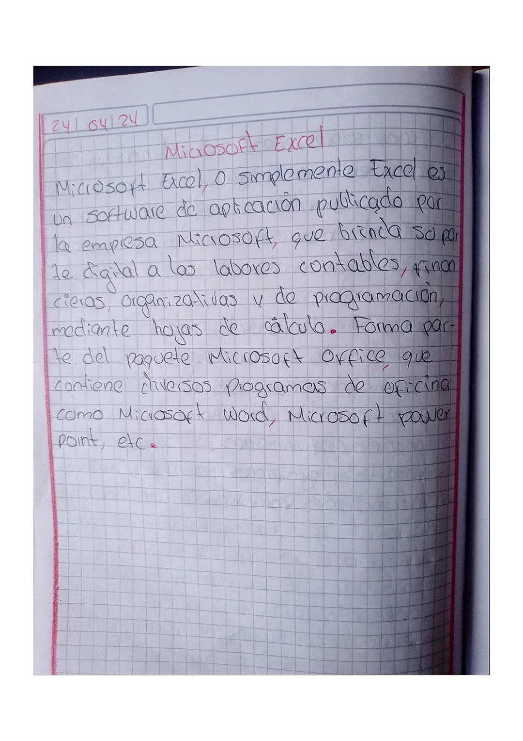 241 04/24
Microsoft Excel
Microsoft Excel, o simplemente Excel es
un software de aplicación publicado por
la empresa Microsoft, que brinda