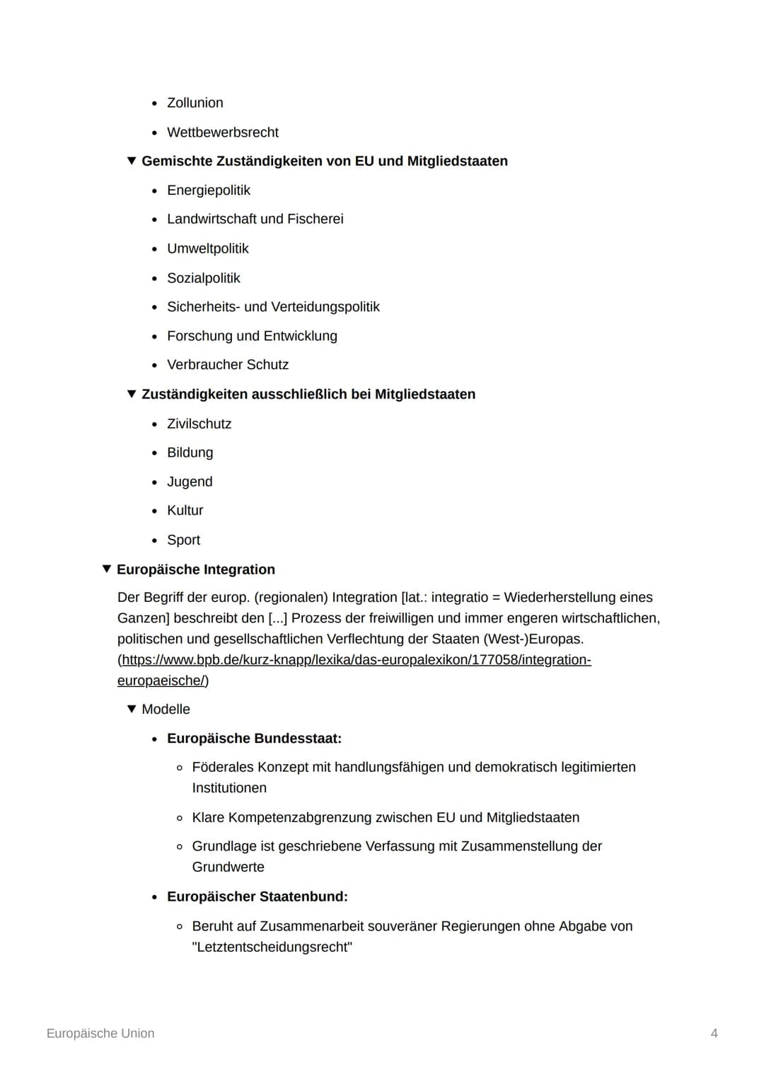 # Europäische Union
▼ Werte und Ziele
* Achtung der Menschenwürde, Freiheit, Demokratie, Gleichheit, Rechtsstaatlichkeit
und Mensche