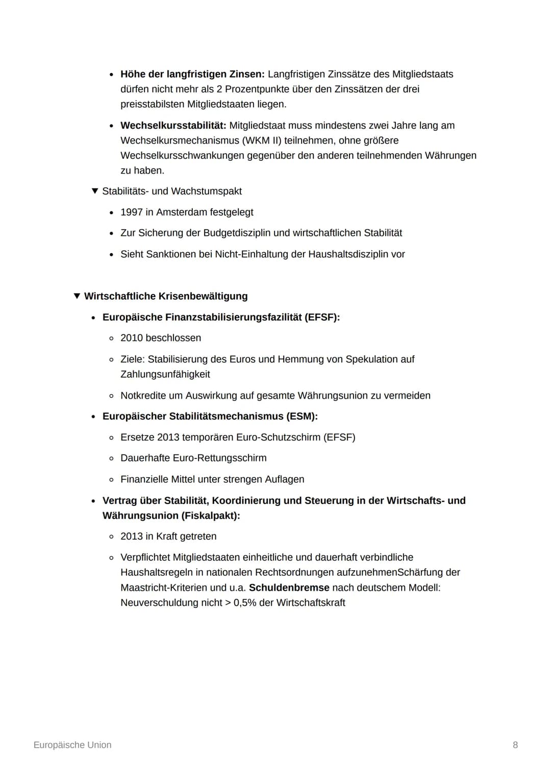 # Europäische Union
▼ Werte und Ziele
* Achtung der Menschenwürde, Freiheit, Demokratie, Gleichheit, Rechtsstaatlichkeit
und Mensche