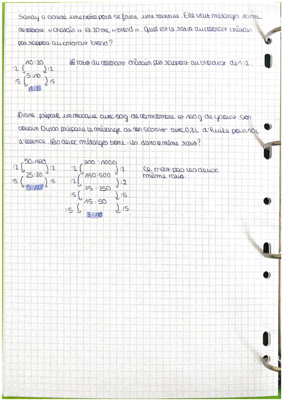 # MATHS
les ration
"Définition"
On dit que deunx nombres a et b sont dans le ratio 2:3 si $\frac{a}{2} = \frac{b}{3}$
On dit que trois nomb