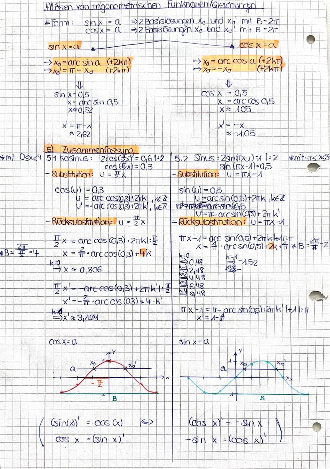 Test 2: Tigonometrische Funkhan
4) Basics
1.4 umrechnungen: Gradmaß/Bagenmaß
$\frac{x}{2\pi}$ $\frac{\alpha}{360°}$ Gradmaß; X = Bagermaß