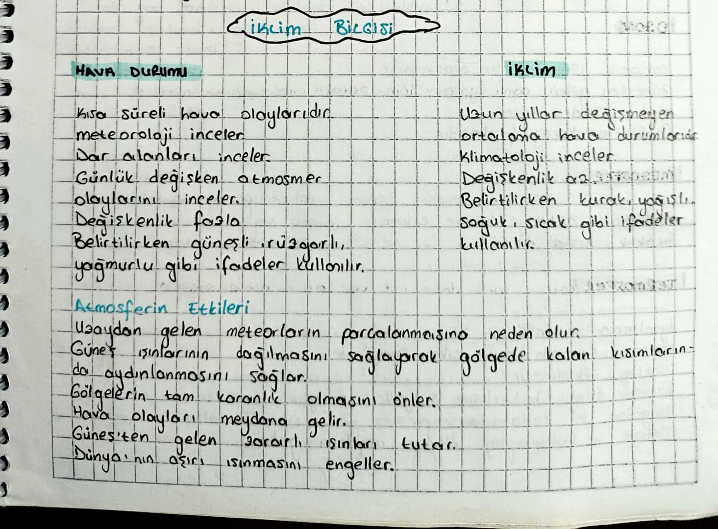 ## İklim Bilgisi
### HAVA DURUMU
Kısa süreli hava olaylarıdın
meteoroloji inceler
Dar alanları inceler.
Günlük değişken atmosmer
olayların