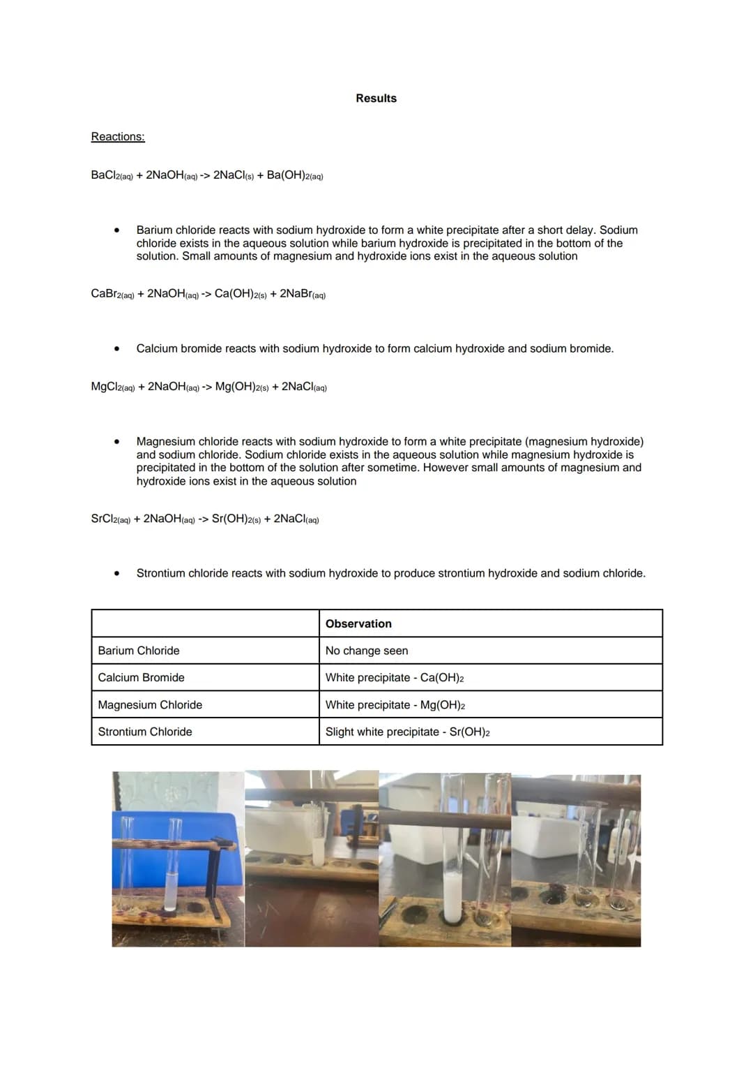 # Required Practical 4: Carry out simple test-tube reactions to identify cations and anions in
aqueous solution
Introduction
Aim: To carry