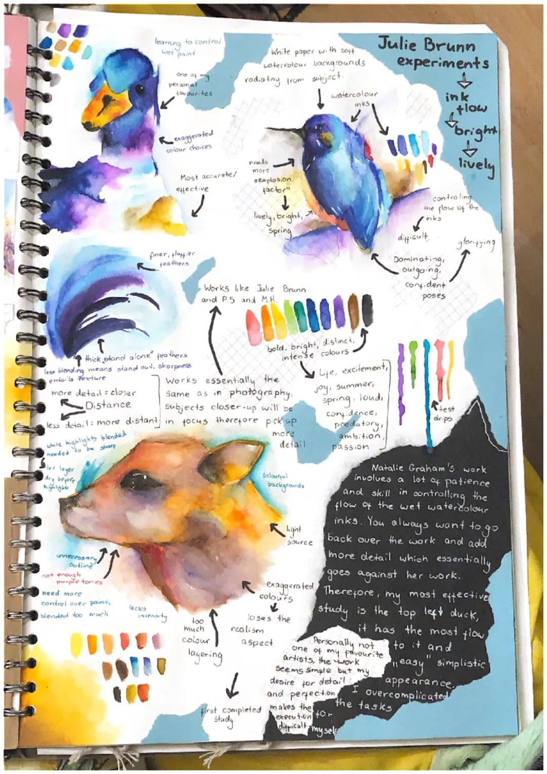 <p>Natalie Graham is a British artist who specializes in using various water-based media like watercolours and inks. She is known for her u