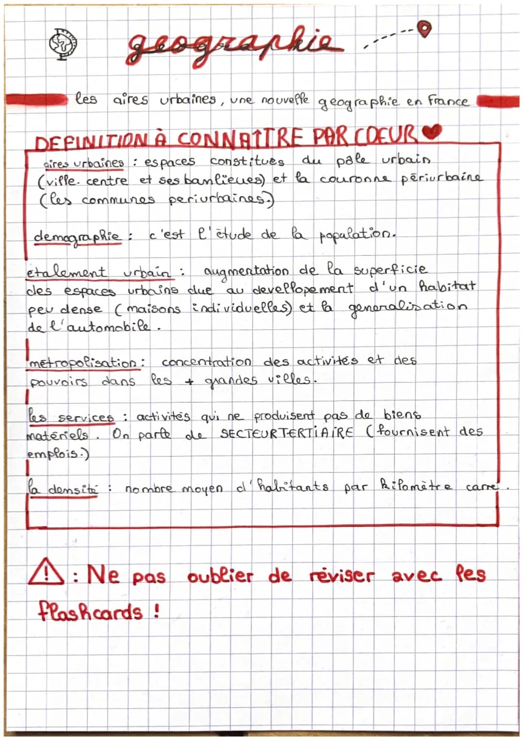 geographie....
les aires urbaines, une nouvelle geographie en France
DEFINITION À CONNAITRE PAR COEUR
aires urbaines: espaces constitues