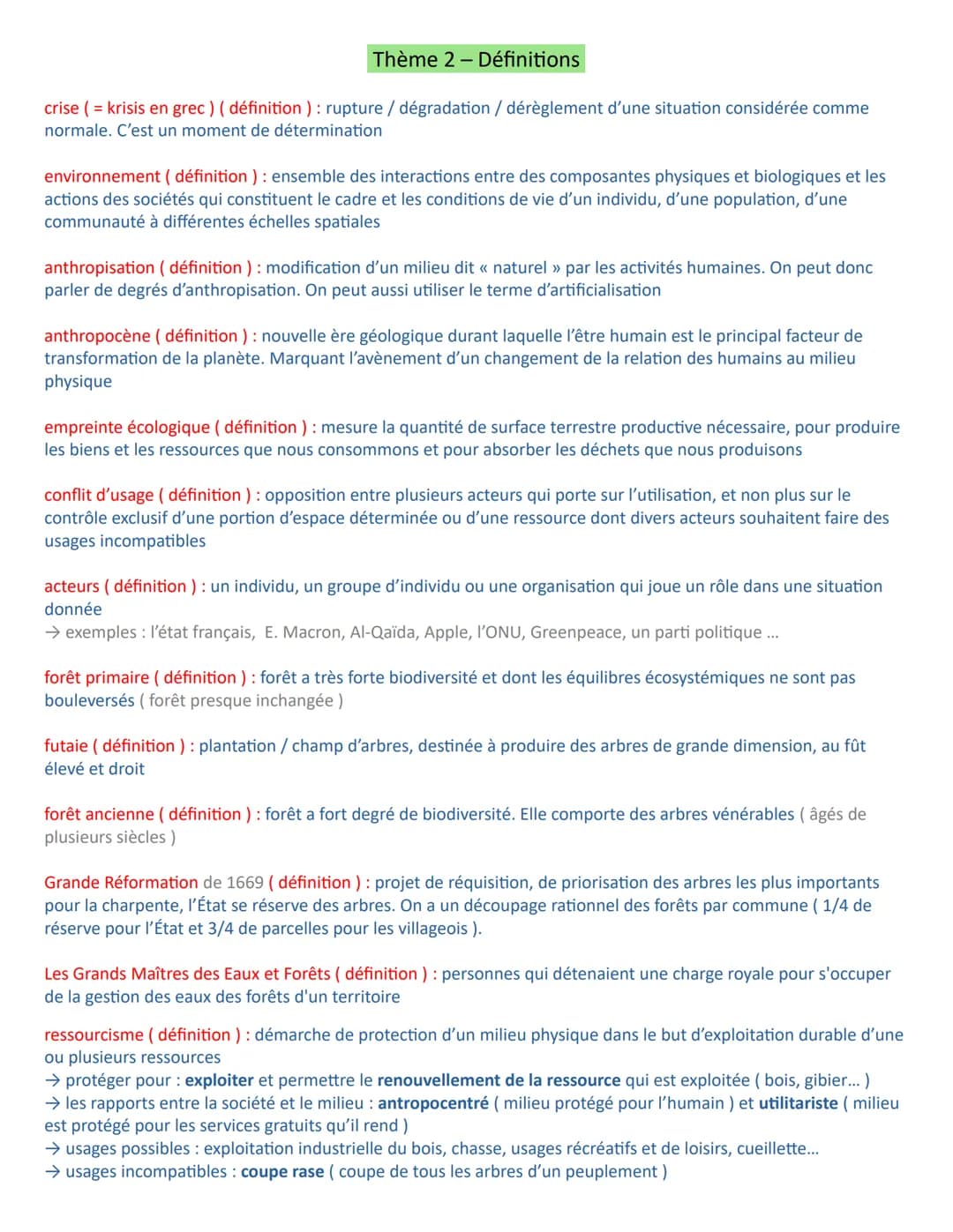 Thème 2 - Définitions
crise (= krisis en grec) (définition): rupture / dégradation / dérèglement d'une situation considérée comme
normale.