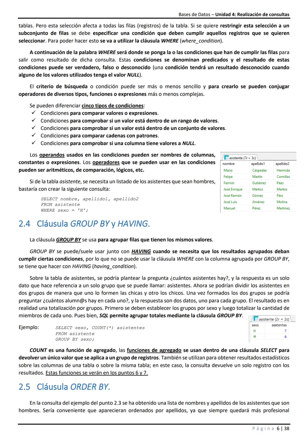 Bases de Datos - Unidad 4: Realización de consultas
# 1 Introducción.
En unidades anteriores se ha visto que SQL es un conjunto de sentenc