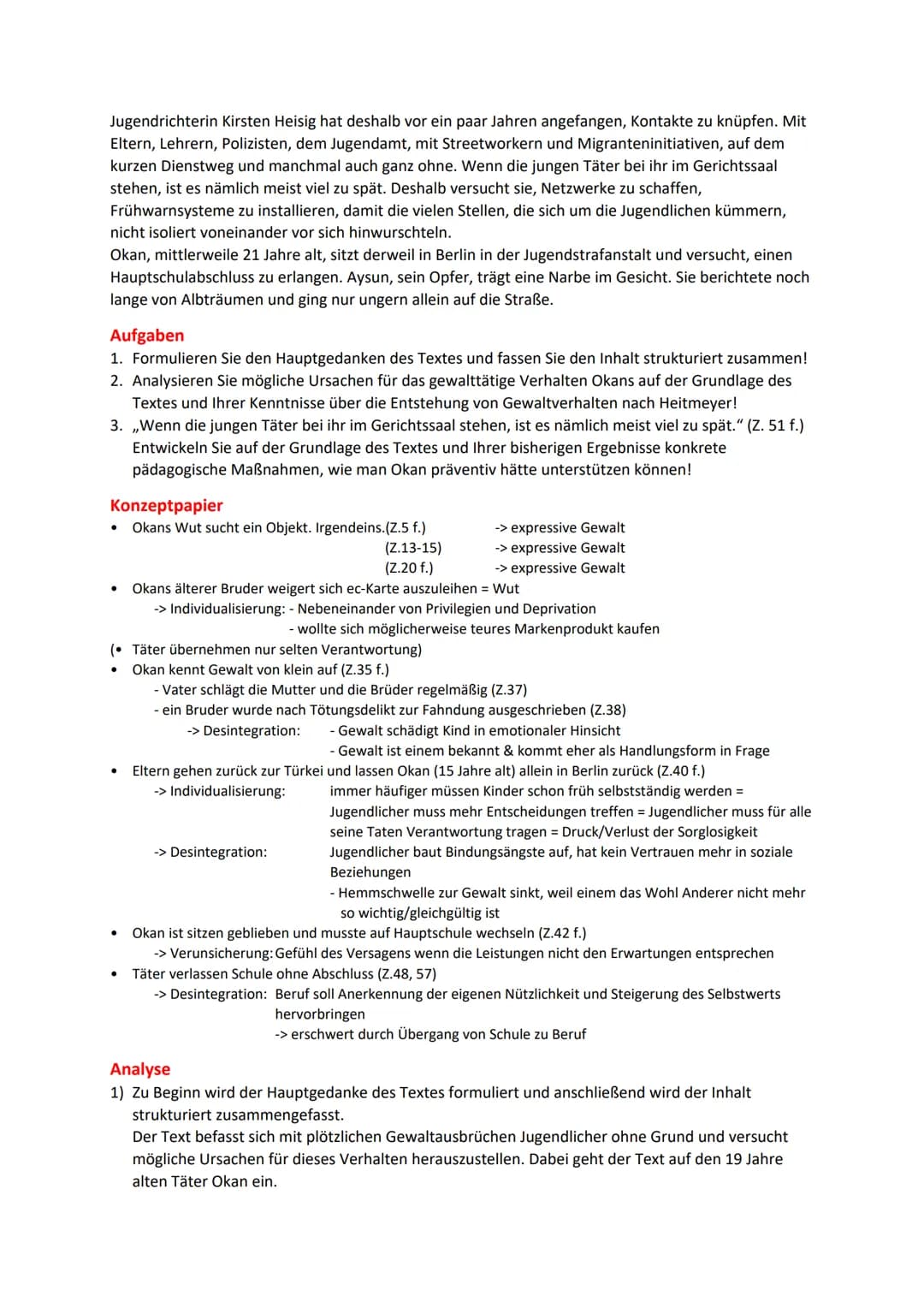 Desintegrationstheorie nach W. Heitmeyer
Vorgegebener Text
Aus heiterem Himmel
Berlin an einem Tag im Winter, Freitagmittag, kurz nach ein