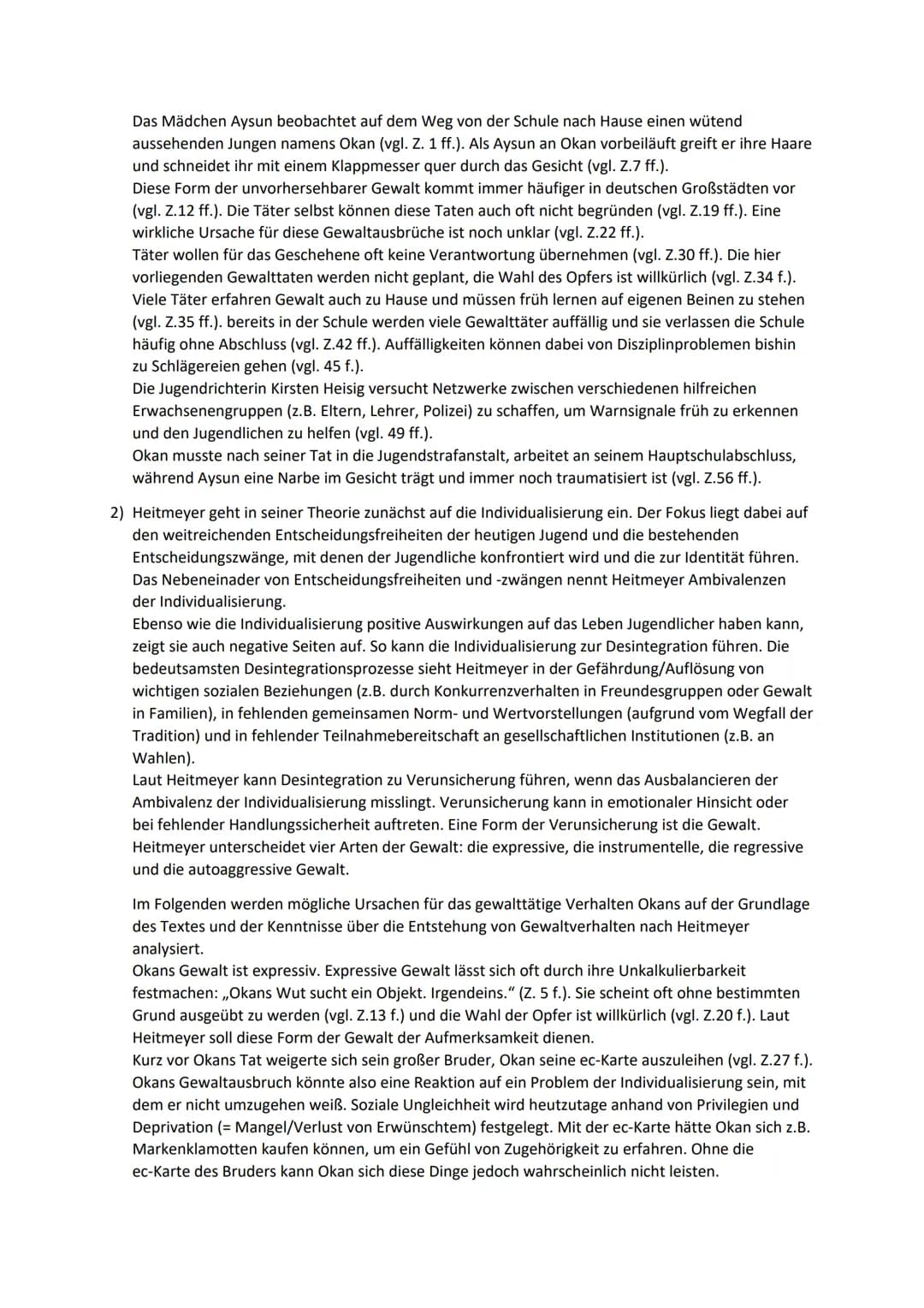 Desintegrationstheorie nach W. Heitmeyer
Vorgegebener Text
Aus heiterem Himmel
Berlin an einem Tag im Winter, Freitagmittag, kurz nach ein