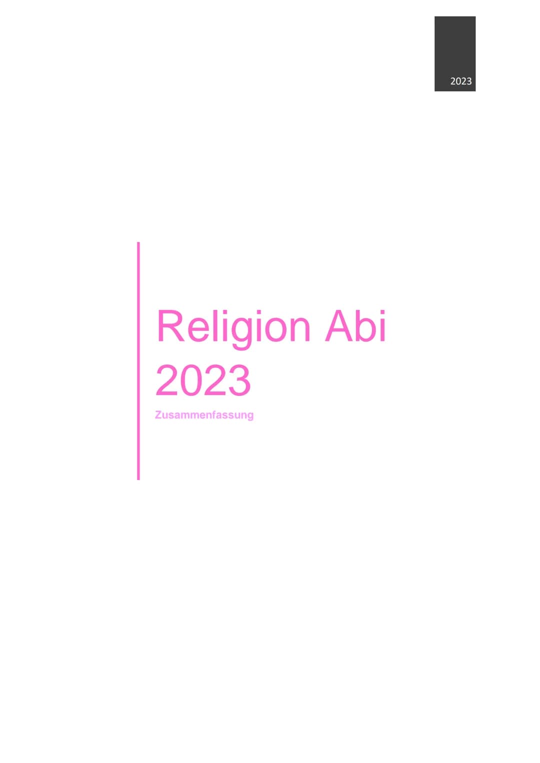 2023
Religion Abi
2023
Zusammenfassung # 1. Themenkreis 03 Gott
## 1.1 Fachbegriffe zum Thema
Agnostizismus
Gottesweise
Positivismus
Ant