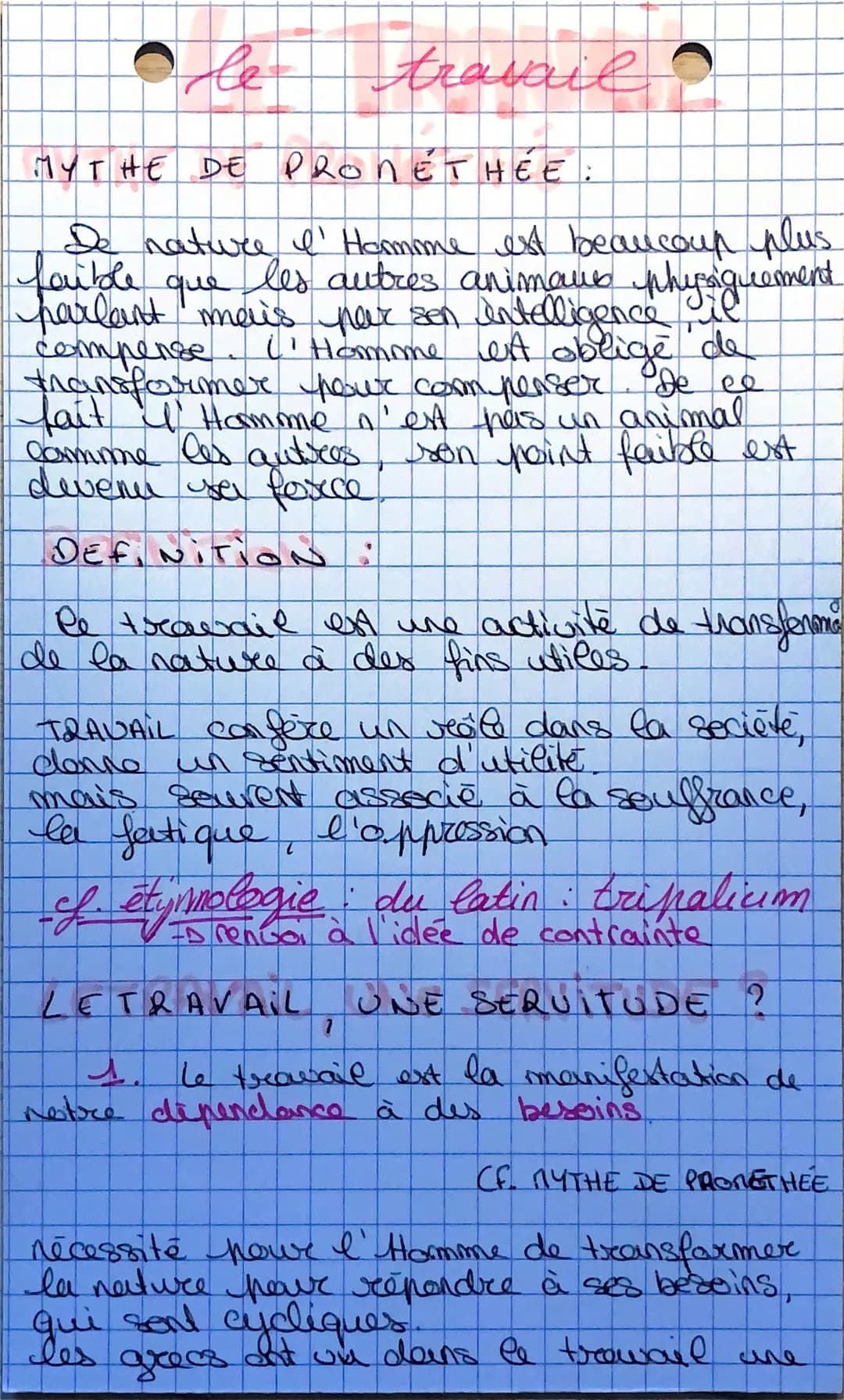 # le travail
MYTHE DE PRONETHÉE:
De nature I' Homme est beaucoup plus
faible que les autres animaus physiquement
parlant mais par sen inte